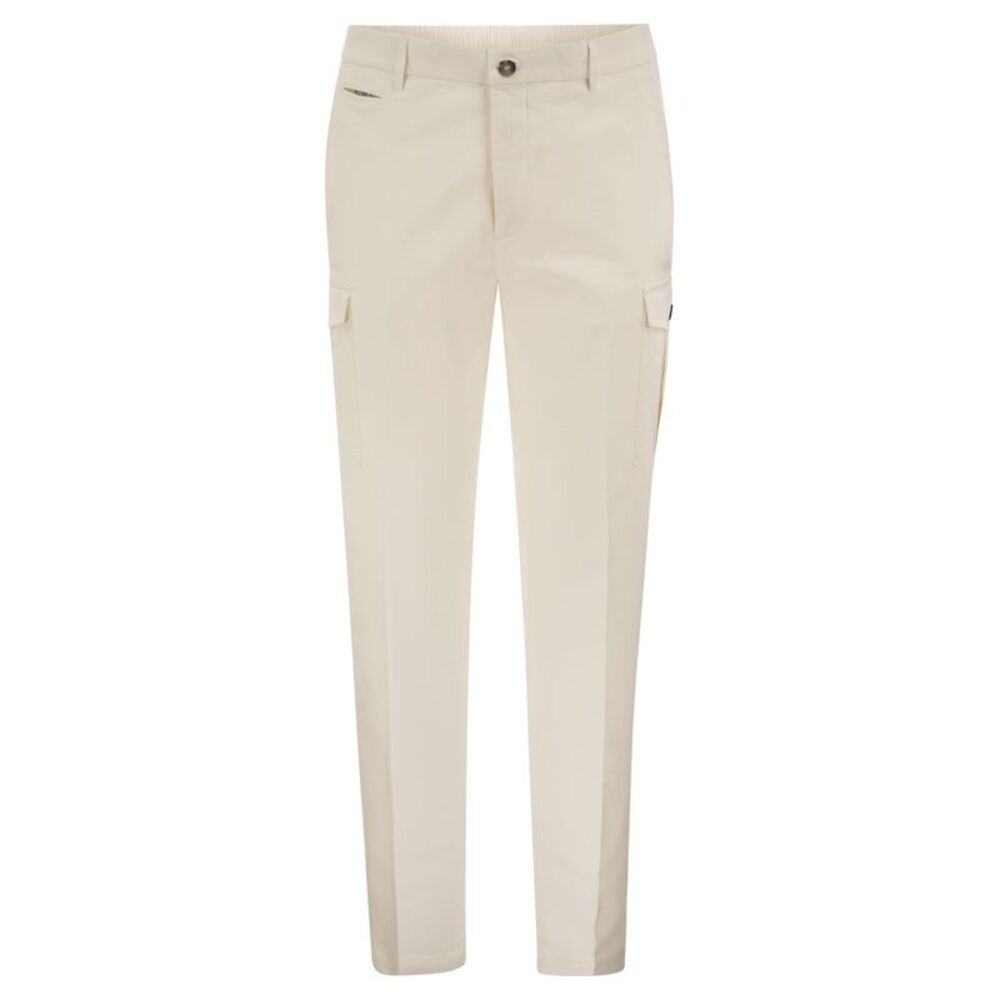 Peserico Men Stretch Cotton Cargo Trousers